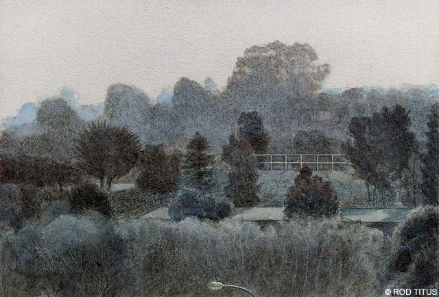 ROD TITUS Mills Estate - Looking South - Early Morning PIW / Description