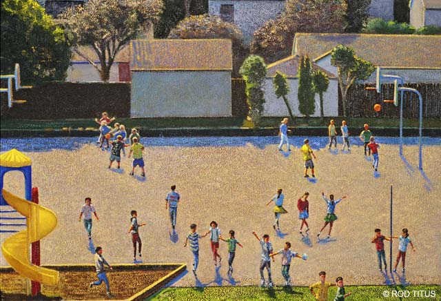 ROD TITUS Playground...Elementary - Playground at Noon (Detail) OC / large