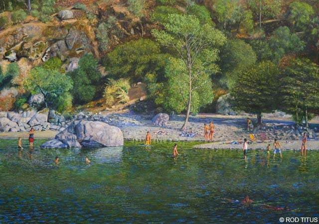 ROD TITUS Individual Works - Bathers on the Yuba River OC / Description