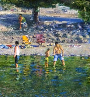 ROD TITUS Individual Works - Bathers on the Yuba River (Detail) OC / Description